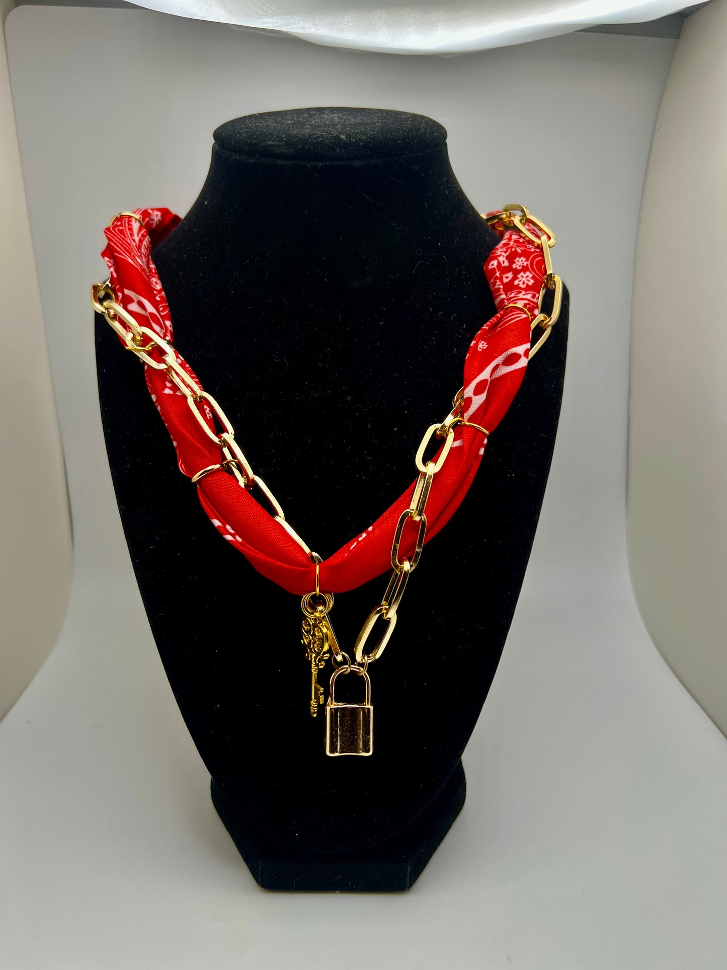Red bandana charm necklace