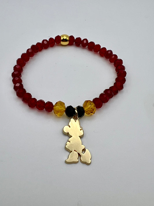 Faceted crystal bracelet with Minnie Mouse goldtone charm