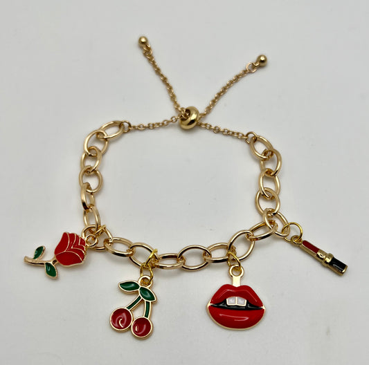 Adjustable Charm Bracelet :goldtone fashion jewlery