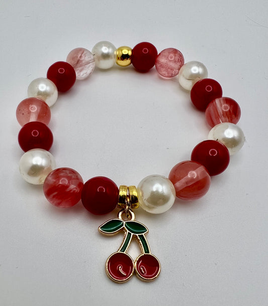 Crystal and mix beads with cherry charm