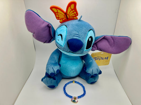 Stitch plush and  faceted crystal bracelet combo