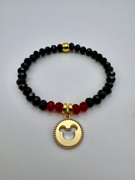 Faceted crystal bracelet with  Mickey Mouse  charm,