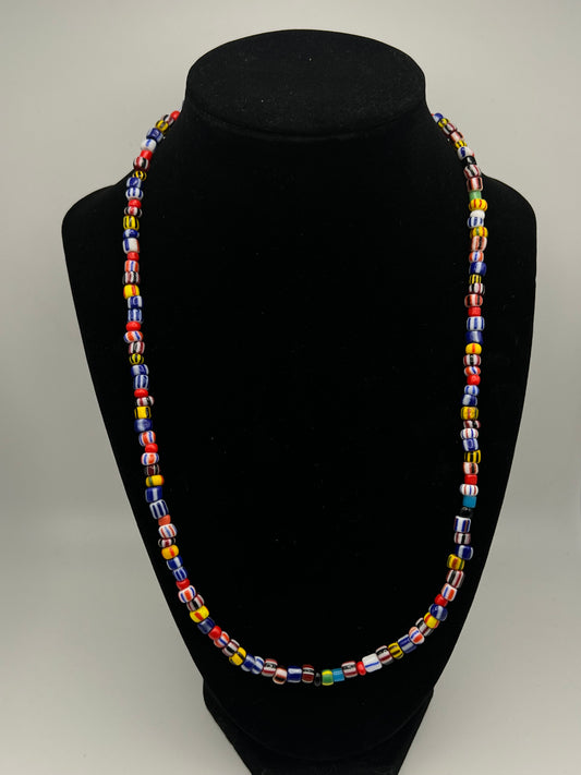 African colorful glass bead necklace