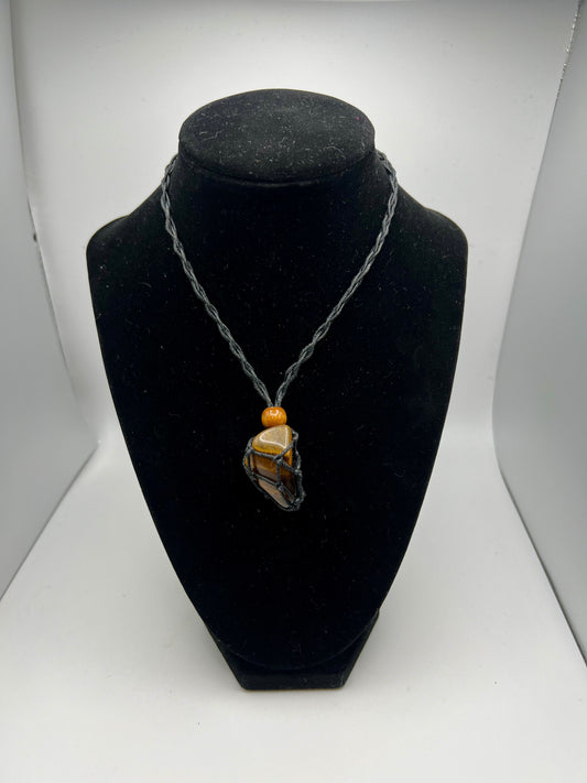 TIGER EYE CRYSTAL STONEWITH  ROPE NECKLACE 16"