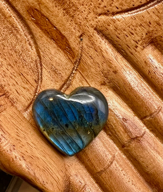 LABRADORITE CRYSTAL STONE HEART SHAPE  2"
