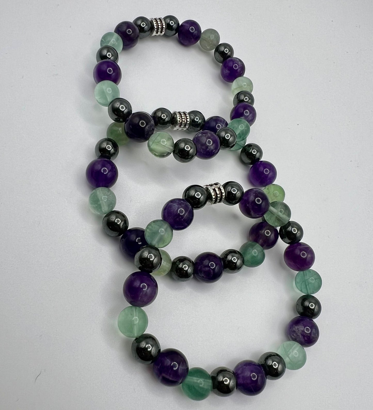 EMPATH PROTECTION BRACELET [ AMETHYST, FLUORITE, HEMATITE]. :::SOLD:::