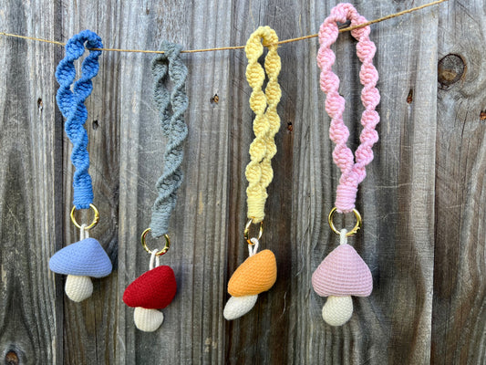 Treading {HAND BRACELET } Crochet Mushroom Keychains;;
