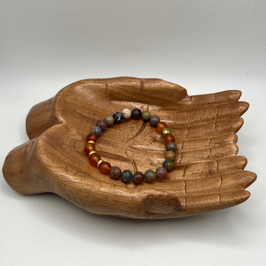 Agate and carnelian crystal bracelet.   === UNUSEX===