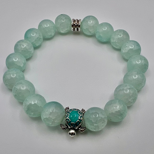 CRACKLE QUARTZ WITH 925 sterling silver baby turtle.      ---------- SOLD----------