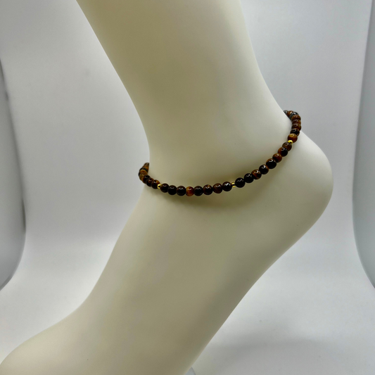 TIGER EYE CRYSTAL ANKLET   [ADJUSTABLE]